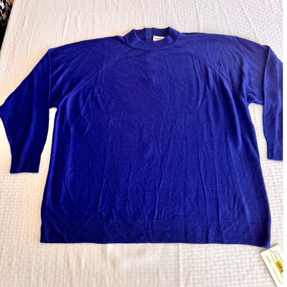 Hampshire Studio Woman Vintage Royal Blue Mock Neck Sweater 2X Made in USA NWT